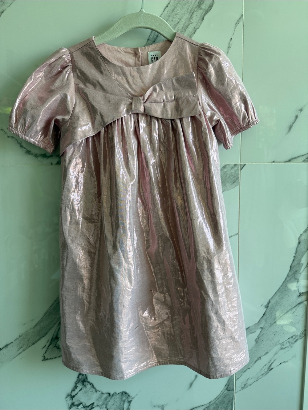 GAP Girls Shimmery Pink Party Dress with Bow